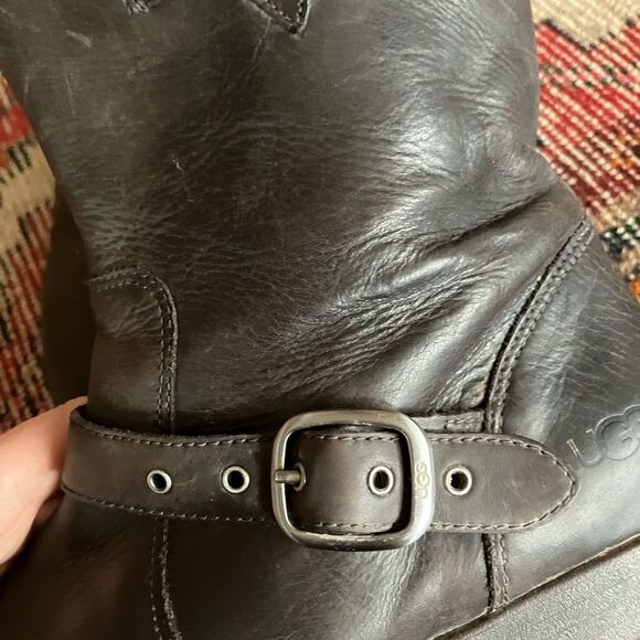 Ugh | Women's Frances dark brown Leather Boots with buckles | size 7 - Picture 7 of 9